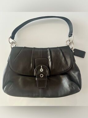 COACH Black Leather Hobo Bag A1273-F17217 Shoulder Bag Y2K 90s Blue Lining VTG